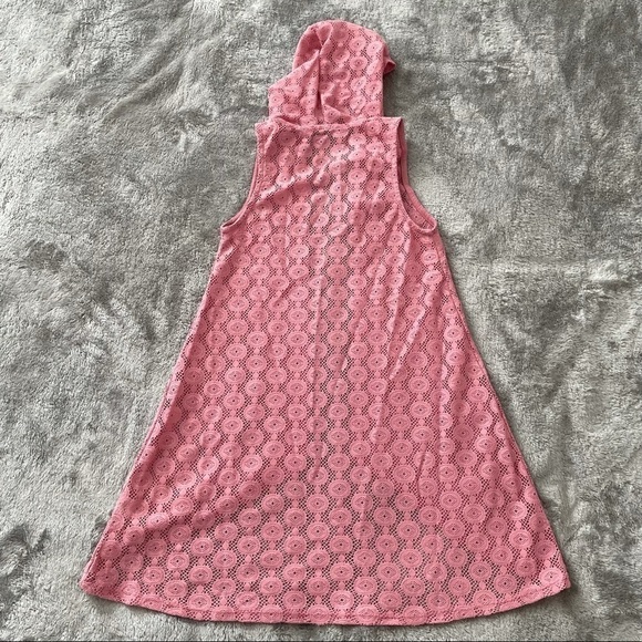 Beautees Pink Lace Sleeveless Hooded Open Front Cardigan Size 14 - Picture 2 of 7